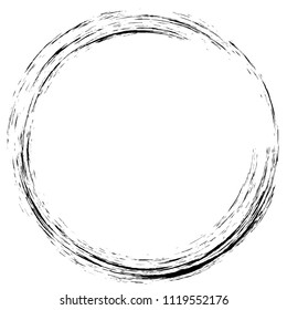 Grungy circles, circular splatter effect. Circle paintbrush