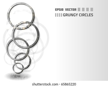 Grungy circles, connected to each other. Colored in light gray tones.