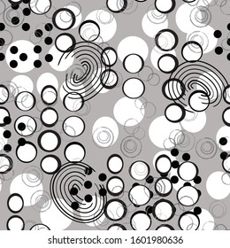 Grungy circles, layers of circles create a contemporary art background, seamless vector pattern surface design