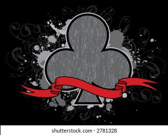 Grungy club with red ribbon (ALL VECTOR)