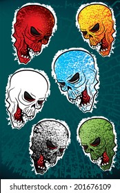 grungy colored dead man skull illustration