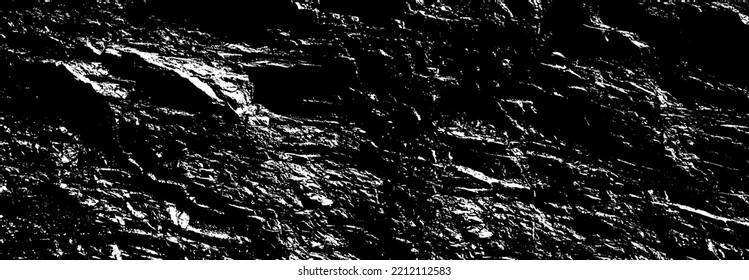 Textura vectorial en blanco y negro de la montaña de roca bombeada. Bastante cañón escarpado. Antiguo acantilado de mármol andrajado. Gran muro de piedra labrada. Desfiladero impresionante dañado para diseño de grunge 3d