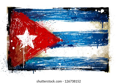 Grungy Cuban Flag. EPS 8 Vector Illustration.