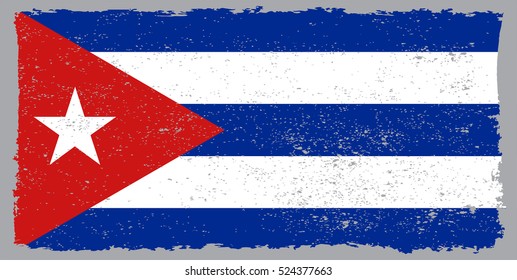 Grungy Cuban Flag.Vector Flag Of Cuba.