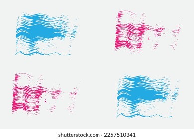 Grungy curly Brush strokes, Dirty brush effect, colorful curvy brush stroke set