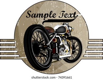 grungy custom bike background vector with flower elements