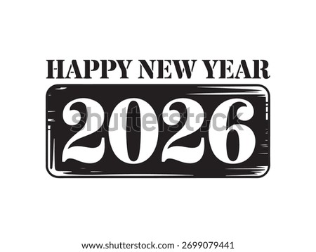 Grungy design features 2026. Perfect for New Years celebration promo
