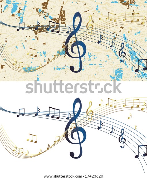 Grungy Design Music Notes Banner Stock Vector Royalty Free 17423620