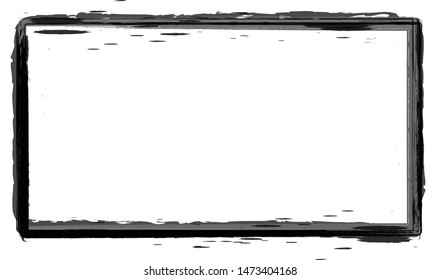 Grungy, distressed black and gray frame with spatter and debris around the edges.