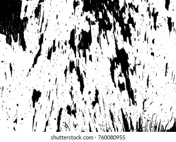 Grungy distressed wooden trunk texture. Rustic black and white vector overlay for vintage effect. Painted timber top view. Rough surface. Black noise and dirt. Grungy lumber texture. Monochrome grit