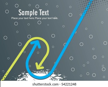 grungy, dotted and circle background with curve arrowhead