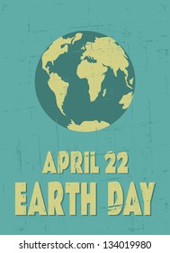Grungy Earth Day poster. Reference map from earthobservatory.nasa.gov/GlobalMaps.