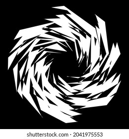 Grungy, edgy textured angular geometric spiral, swirl, twirl element