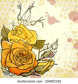 Grungy eps10 background with roses