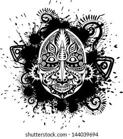 grungy ethnic mask tribal style
