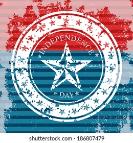 Grungy flag background with isolated stamp for 4th July or Independence day