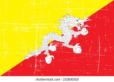 grungy Flag of Bhutan