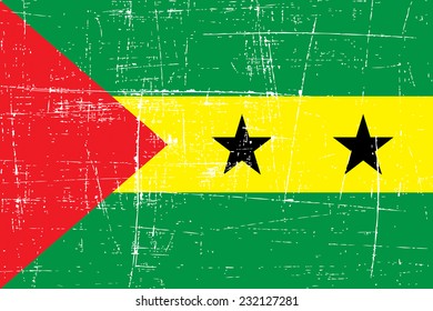 grungy Flag of Sao Tome and Principe