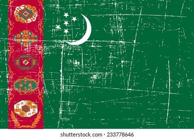 grungy Flag of Turkmenistan