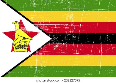 grungy Flag of Zimbabwe