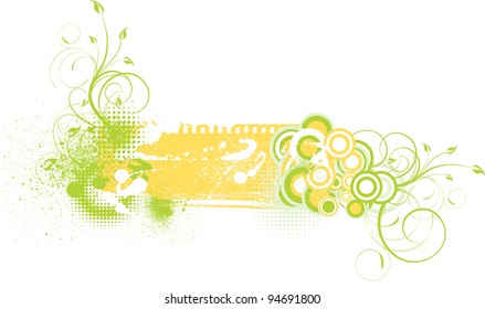Grungy floral background with splashes