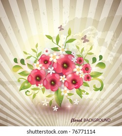 Grungy floral background-Vector Eps10