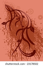 Grungy floral design with circles vector