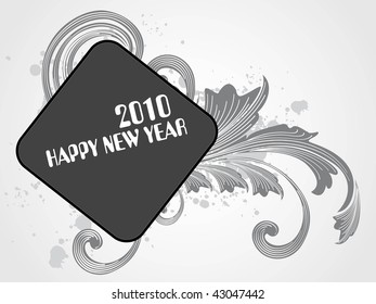 grungy floral pattern 2010 happy new year frame