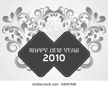 grungy floral pattern 2010 happy new year frame