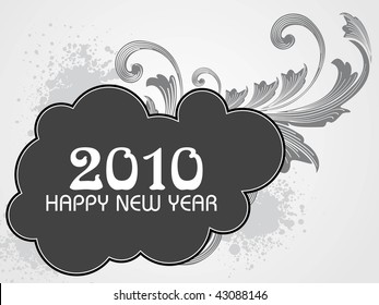 grungy floral pattern 2010 happy new year frame