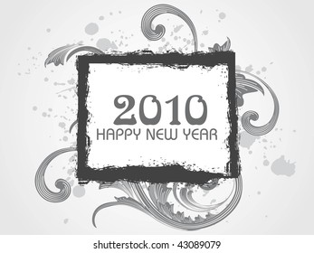 grungy floral pattern 2010 happy new year frame