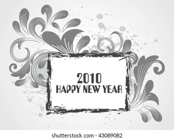 grungy floral pattern 2010 happy new year frame