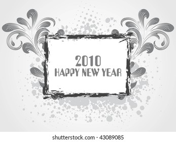 grungy floral pattern 2010 happy new year frame
