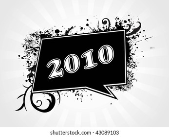 grungy floral pattern 2010 happy new year frame