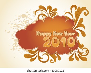 grungy floral pattern 2010 happy new year frame