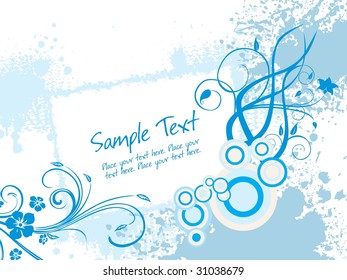 grungy floral pattern background with banner illustration