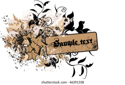 grungy flower vector background with text