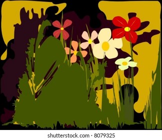 Grungy flowers done in vector.