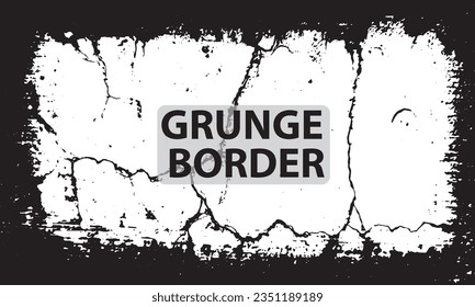 Marco grueso, fondo de borde Grunge Diseño de plantilla vectorial abstracto, marco fotográfico vintage 