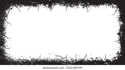 Grungy frame, Grunge border background Abstract vector template design, vintage photo frame 