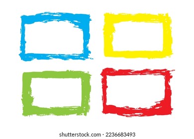 Grungy frame shape, multicolored brush stroke frame shape, dirty ink strokes,