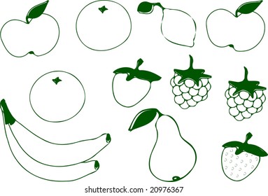 Grungy fruits II - vector.