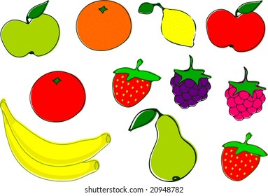 Grungy fruits - vector.