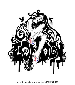 Grungy Girl design - vector