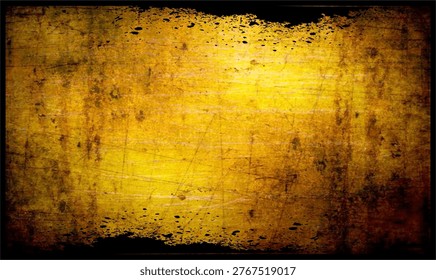 A grungy gold and yellow textured background with black borders. desain background