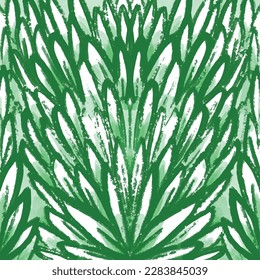 Grungy green leaf pattern symmetrical vector background isolated on square template. Wallpaper illustration for social media post, paper or scarf textile print, and others.