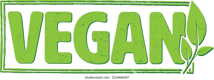 grungy green VEGAN rubber stamp isolated on white background, vector illustration