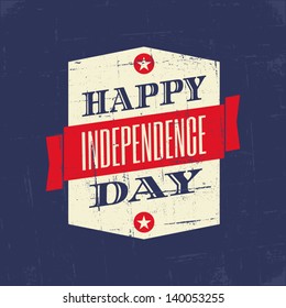 Grungy greeting card for the American Independence Day in red, white and blue.