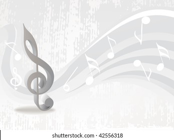 grungy grey stripes background with musical notes
