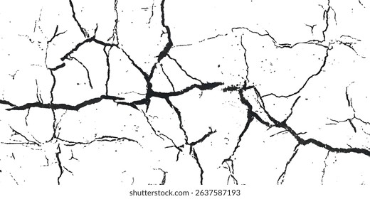 Grungy, grunge effect, grunge texture, dry land crack effect, Vector surface cracks and fissures in ground. and surface and scratches Transparent background.	